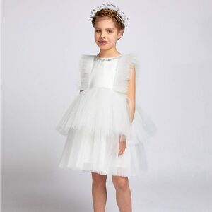 Girls Childrensalon Occasions white satin & tulle dress, size 8